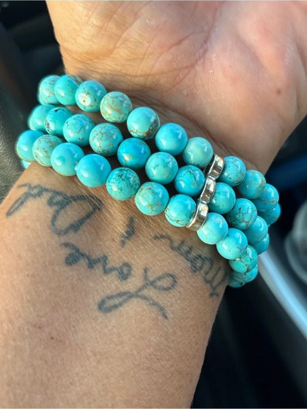 Whitney Kelly Blue Turquoise Triple-Strand Stretch Bracelet
